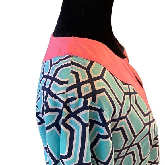 Simply Southern‎ Teal, Navy, and White Tunic with Pink Trim Size Large - Picture 7 of 14